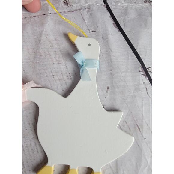 Goose Geese Hand Painted Wooden Christmas Ornaments Boy Girl Taiwan - Picture 3 of 6